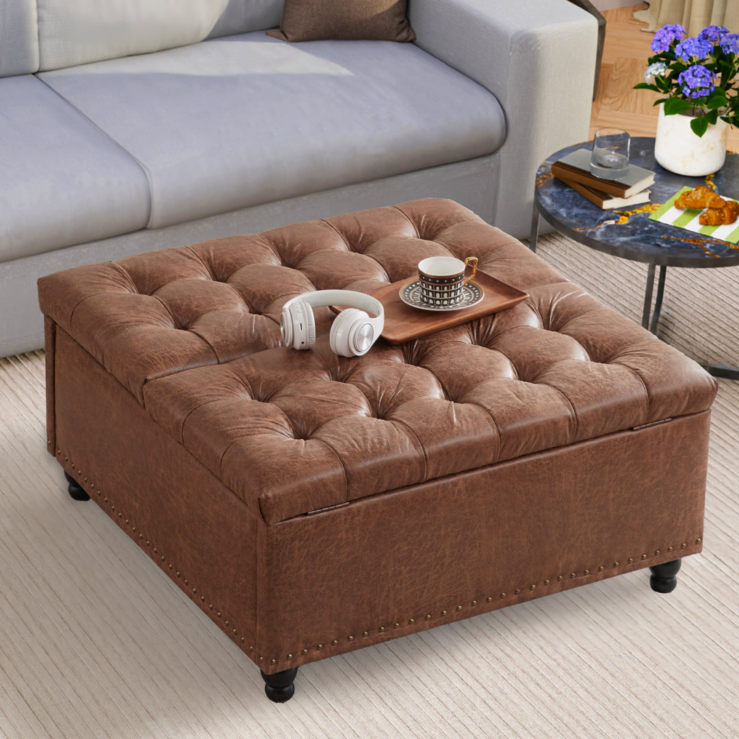 Delmontez 35.5'' Upholstered Storage Square Ottoman